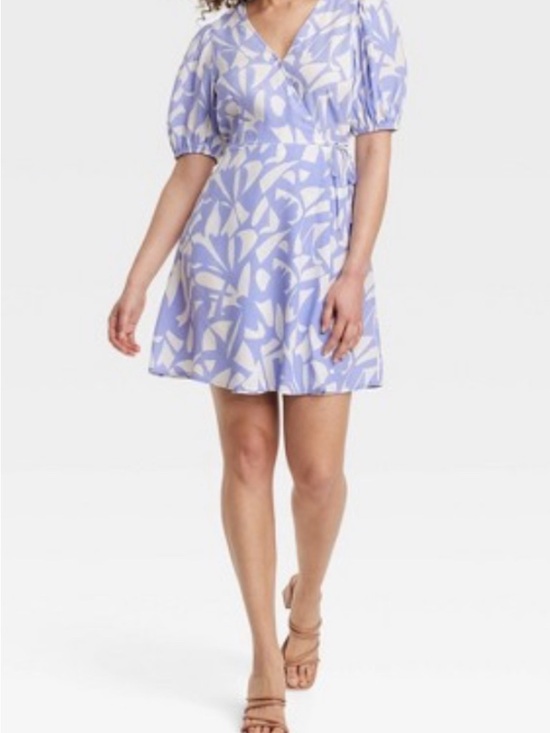 a new day Dresses & Skirts - A New Day Women's Balloon Short Sleeve Mini Wrap Dress